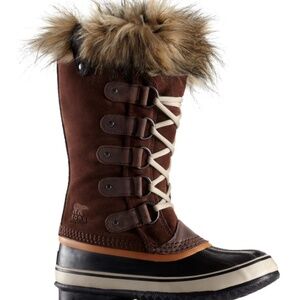 Sorel Shoes Womens 7.5 Joan of Arctic Boots Brown Leather Waterproof Lace Up